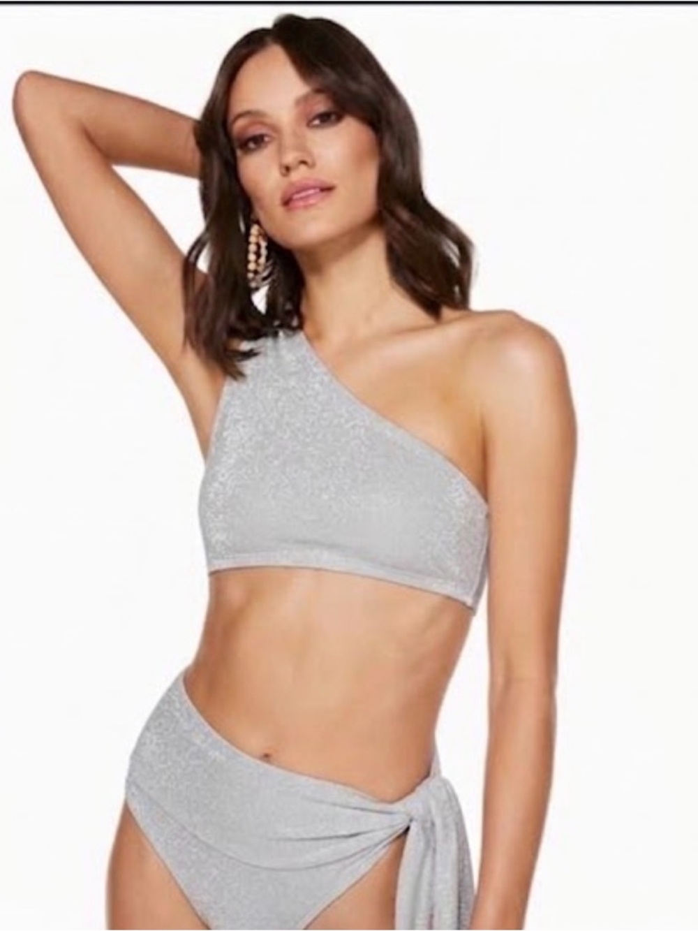 Ramy brook silver metallic sparkle bikini set top and bottom small Tasha bikini